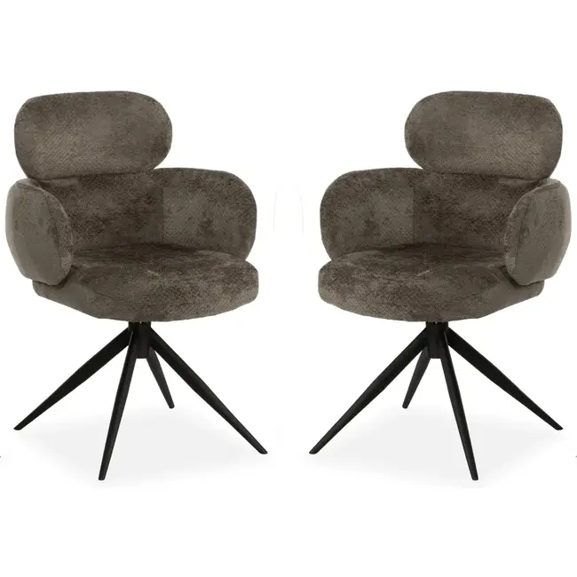 MX Sofa Porta – Chaises de salle à manger – Taupe – Lot de 2