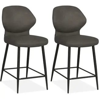 MX Sofa MX Sofa - Tabouret de bar Jamaica - Anthracite (lot de 2 chaises)