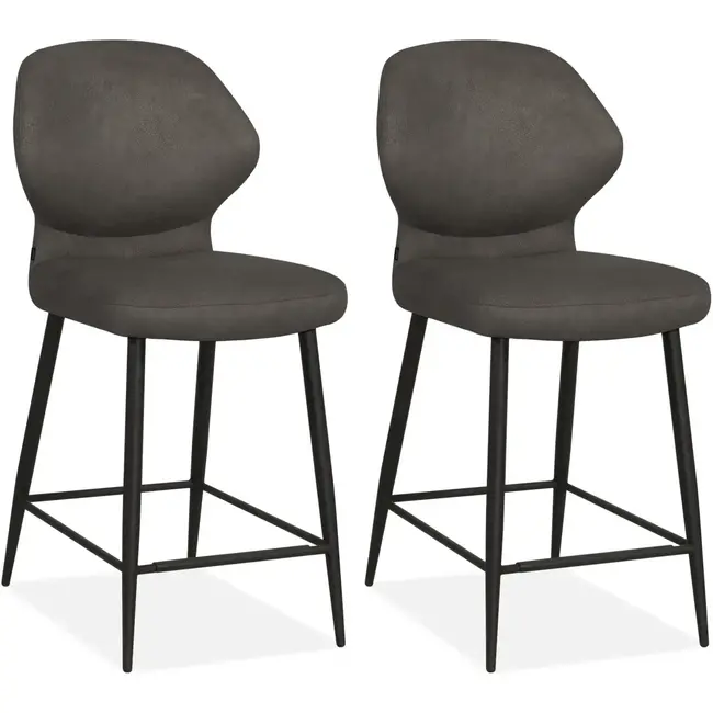 MX Sofa Tabouret de bar Jamaica - Anthracite (lot de 2 chaises)