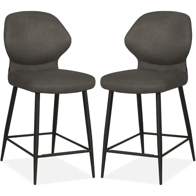 MX Sofa Hoker barowy Jamaica - antracyt (zestaw 2 krzeseł)