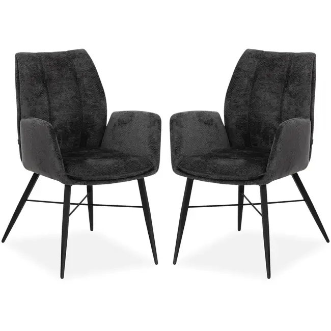 MX Sofa Eetkamerstoel Jefferson - Antraciet (set van 2 stoelen)