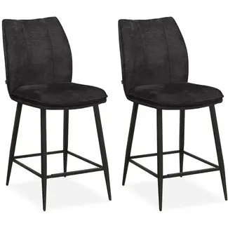 MX Sofa MX Sofa - Tabouret de bar Jefferson - Anthracite (lot de 2 chaises)