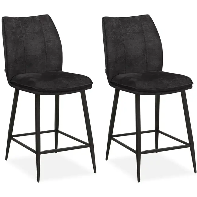 MX Sofa Tabouret de bar Jefferson - anthracite (lot de 2 chaises)