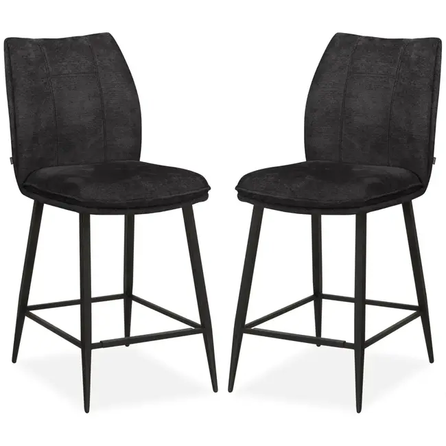 MX Sofa Tabouret de bar Jefferson - anthracite (lot de 2 chaises)
