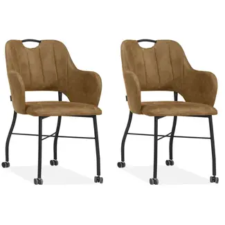 MX Sofa Selena Esszimmerstuhl - Cognac (2er-Set)