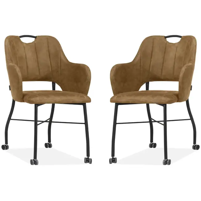 MX Sofa Chaise de salle à manger Selena - Softyl Cognac (Lot de 2)