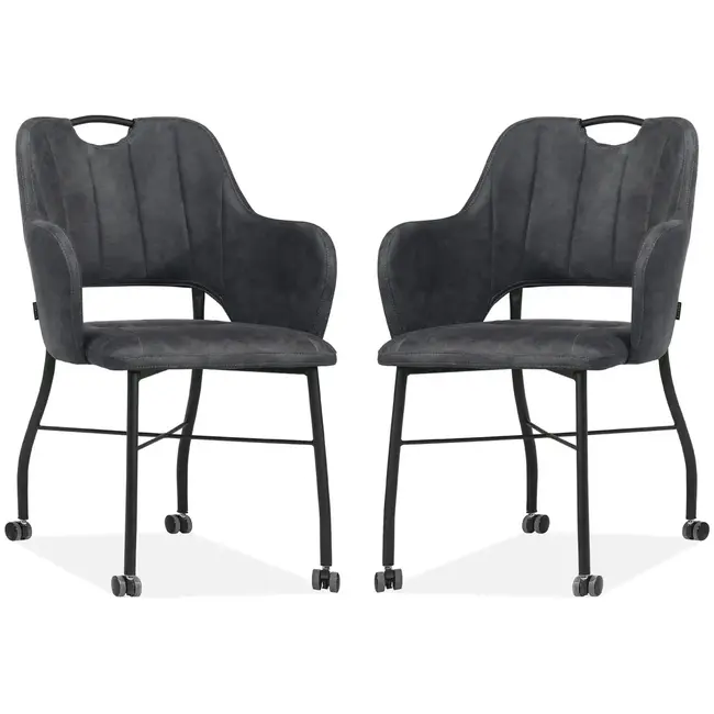 MX Sofa Eetkamerstoel Selena - Softyl Antraciet (set van 2 stuks)