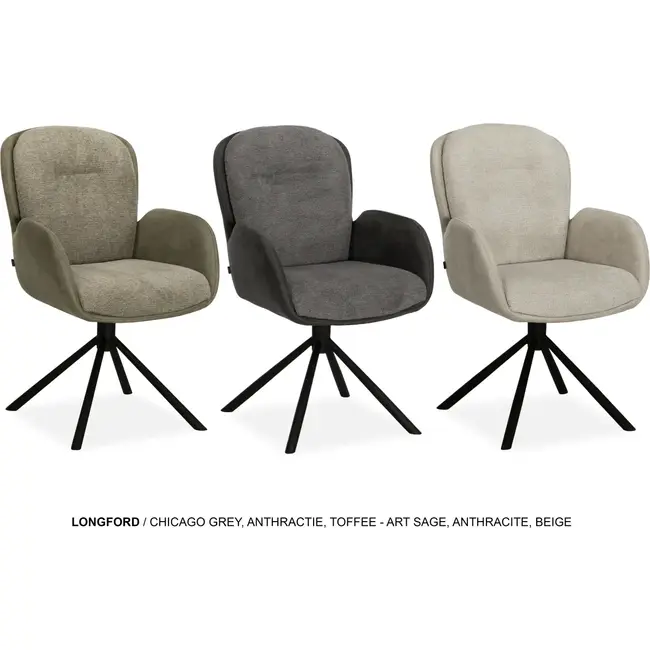 MX Sofa Longford Esszimmerstuhl – Anthrazit (2er-Set)