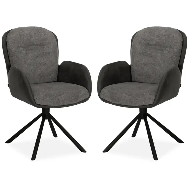 MX Sofa Eetkamerstoel Longford - Antraciet (set van 2 stoelen)