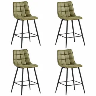 Benoa Tabouret de bar Lucille vert armée (lot de 4)