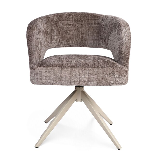 Strafurn Chaise de salle à manger Demi - Argile - Pieds sable - Avec accoudoirs - Lot de 2 chaises