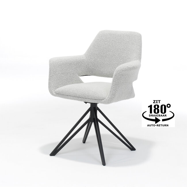 RV Design Katy-Sessel – Stoff Teddy – Champagner – Drehfuß