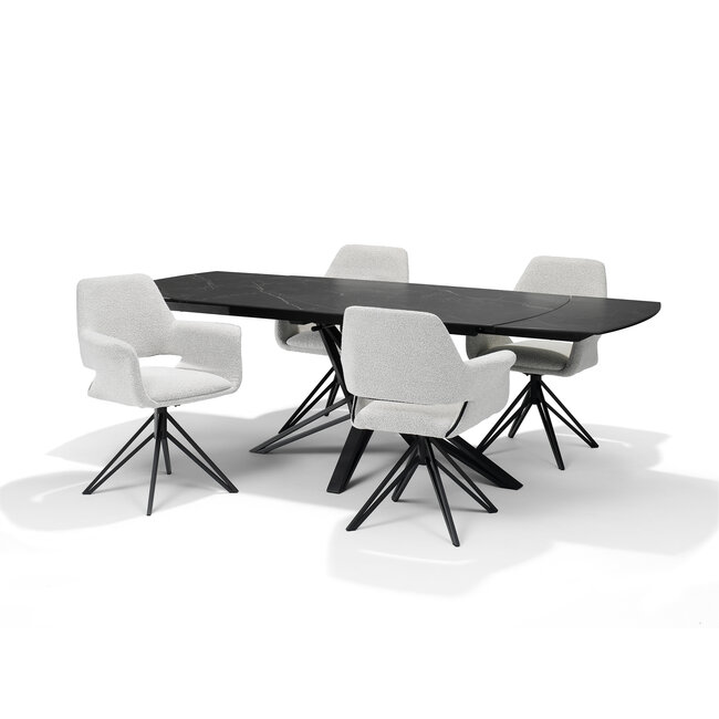 RV Design Fauteuil Katy - tissu Teddy - champagne - base pivotante