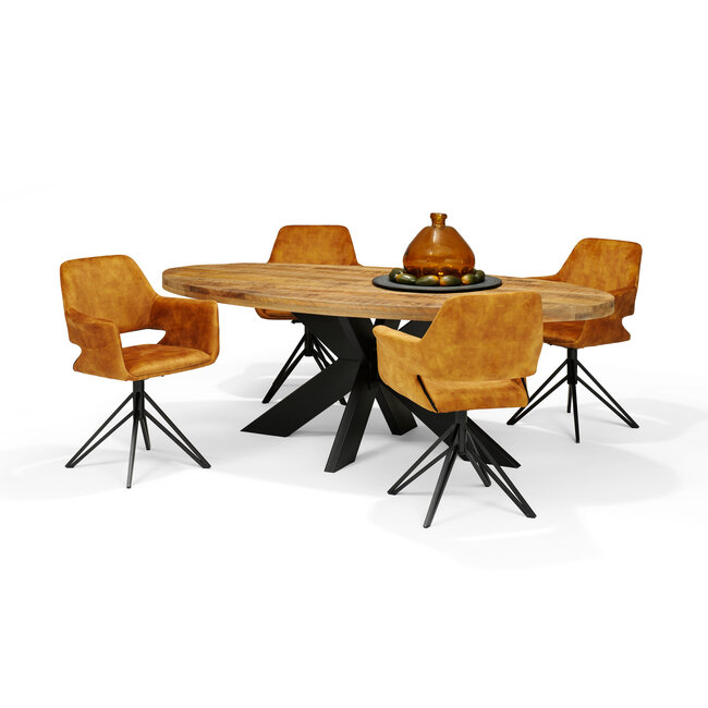 RV Design Fauteuil Katy - Velours Aurora - Anthracite - Base pivotante