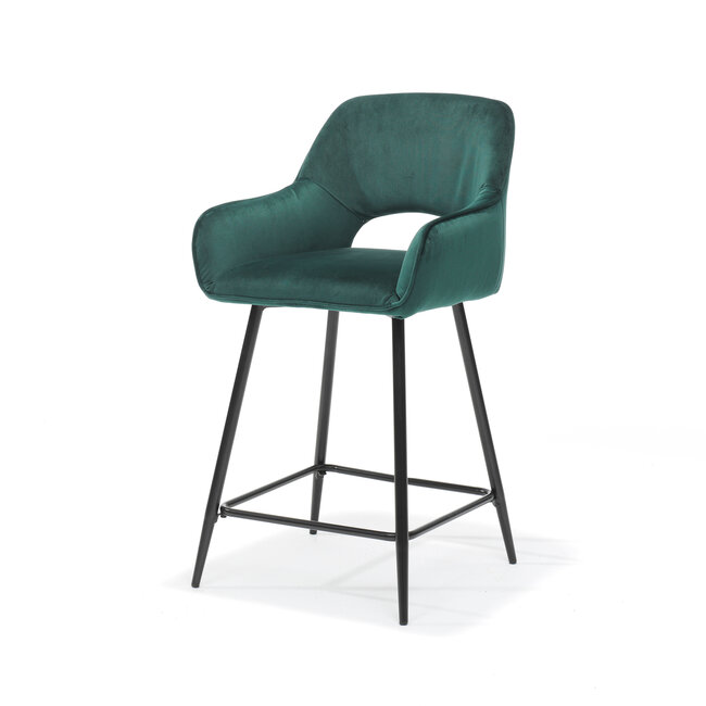 RV Design Tabouret de bar Katy noir et velours vert