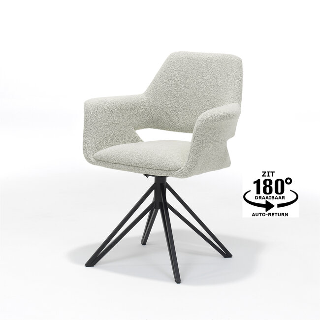 RV Design Katy armchair - teddy fabric - ivory - swivel base