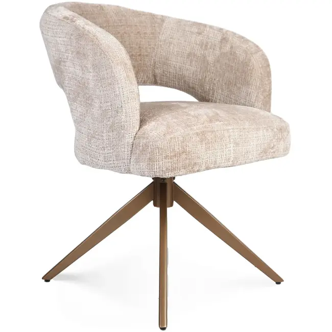 Strafurn Dining chair Demi - Beige - Bronze base - With armrests - set of 2 chairs