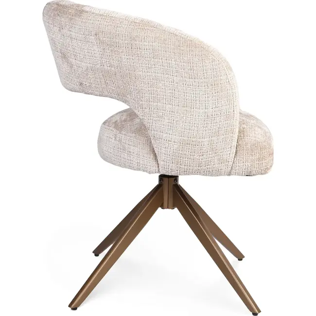 Strafurn Dining chair Demi - Beige - Bronze base - With armrests - set of 2 chairs