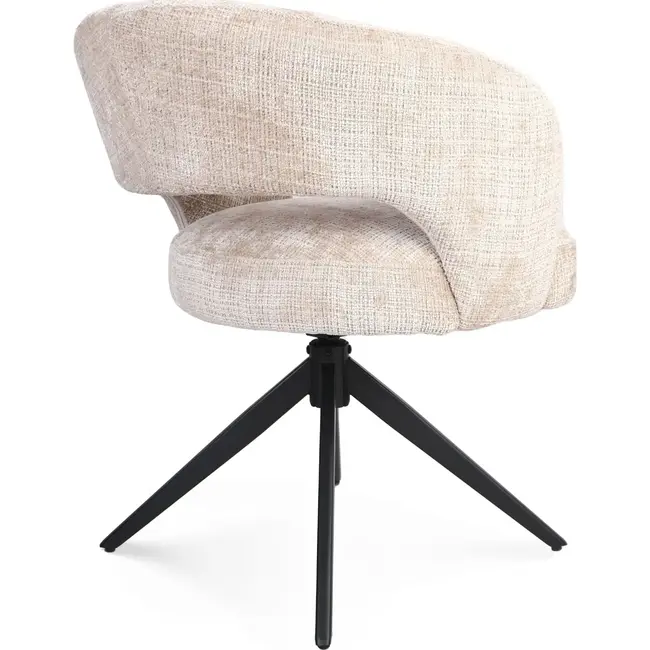 Strafurn Dining Chair Demi - Beige - Black Legs - With Armrests - Set of 2 Chairs