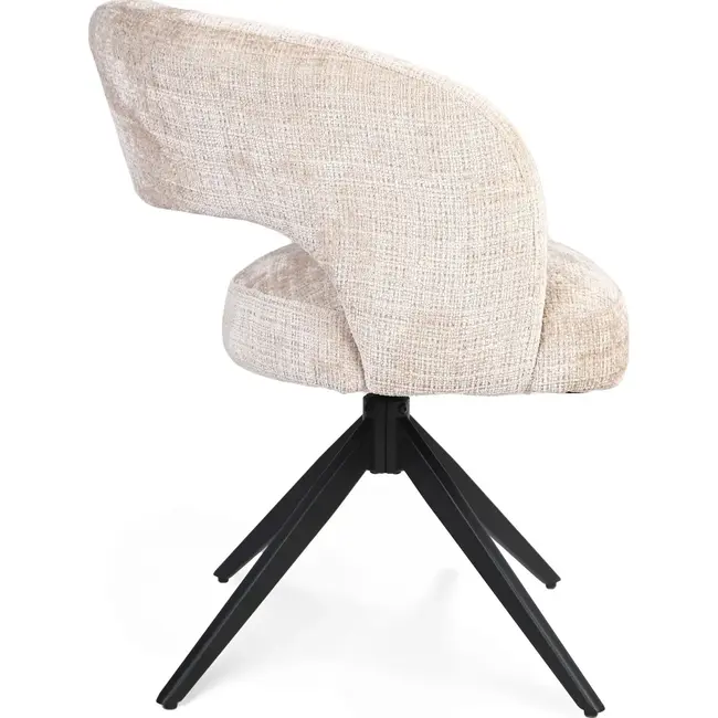 Strafurn Dining Chair Demi - Beige - Black Legs - With Armrests - Set of 2 Chairs