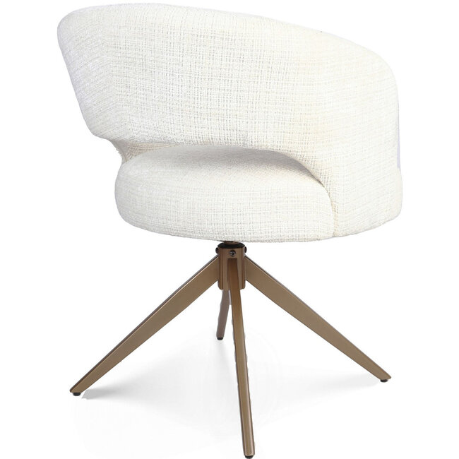 Strafurn Eetkamerstoel Demi - Off-white - Poot brons - Met armleuning - set van 2 stoelen