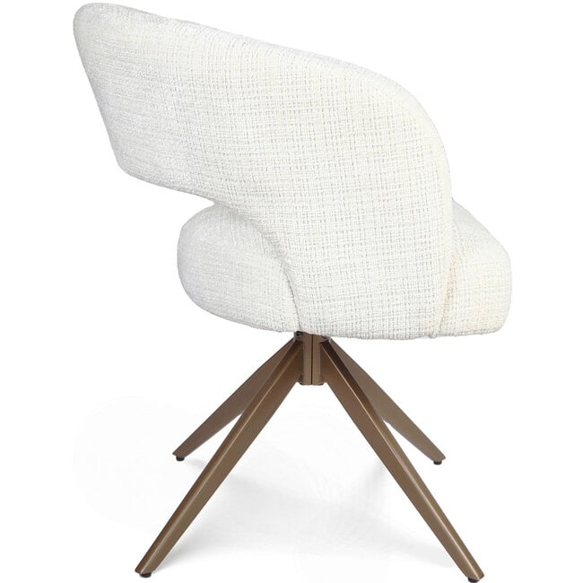 Starfurn Dining chair Demi - Off-white - Bronze legs - With armrests - set of 2 chairs
