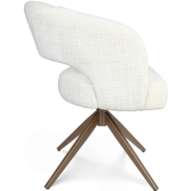 Strafurn Chaise de salle à manger Demi - Blanc cassé - Pieds bronze - Avec accoudoirs - Lot de 2 chaises