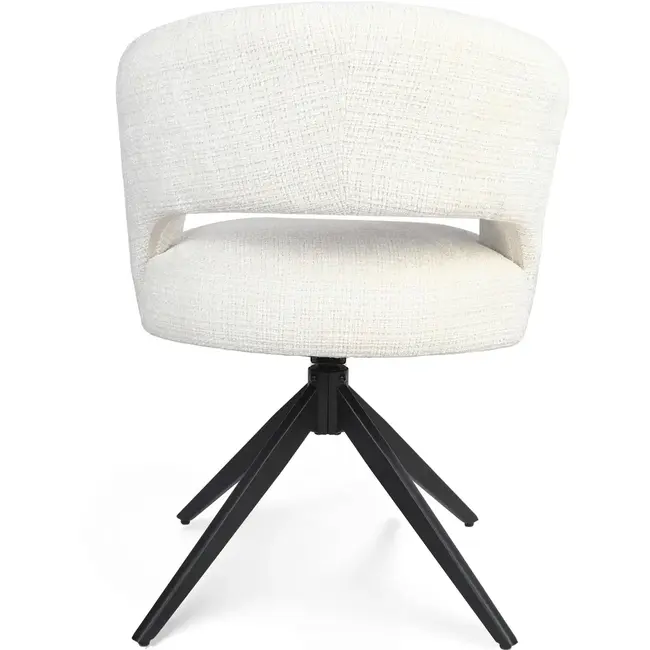 Strafurn Chaise de salle à manger Demi - Blanc cassé - Pieds noirs - Avec accoudoirs - Lot de 2 chaises