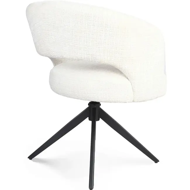 Strafurn Esszimmerstuhl Demi – Cremeweiß – Schwarze Beine – Mit Armlehnen – 2er-Set