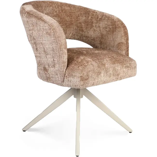 Strafurn Chaise de salle à manger Demi - Cannelle - Pieds couleur sable - Avec accoudoirs - Lot de 2 chaises