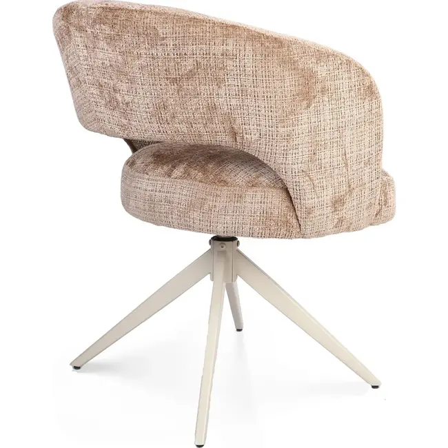 Strafurn Chaise de salle à manger Demi - Cannelle - Pieds couleur sable - Avec accoudoirs - Lot de 2 chaises