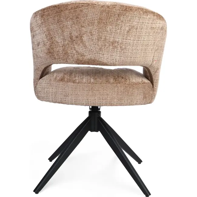 Strafurn Chaise de salle à manger Demi - Cannelle - Pieds noirs - Avec accoudoirs - Lot de 2 chaises