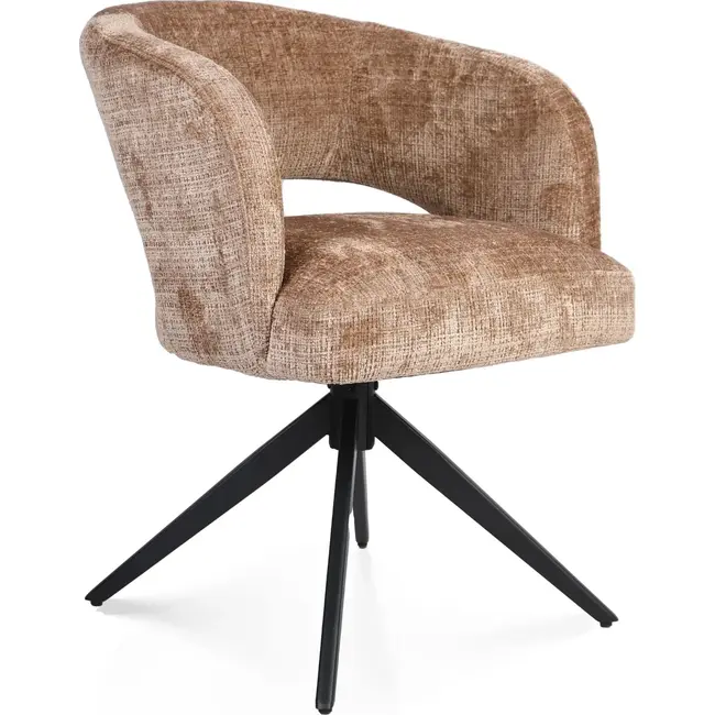 Strafurn Dining Chair Demi - Cinnamon - Black Legs - With Armrests - Set of 2 Chairs