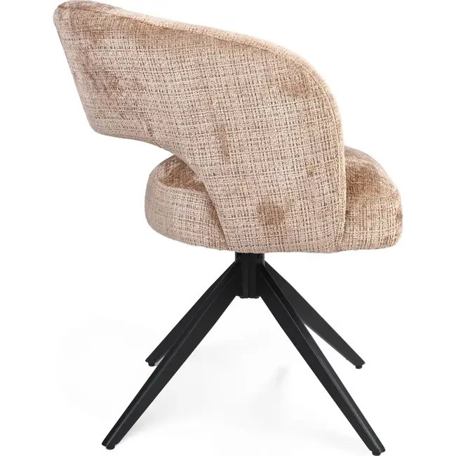 Starfurn Dining Chair Demi - Cinnamon - Black Legs - With Armrests - Set of 2 Chairs