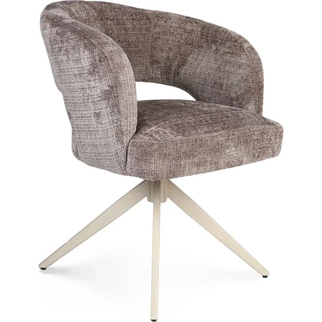 Strafurn Chaise de salle à manger Demi - Argile - Pieds sable - Avec accoudoirs - Lot de 2 chaises