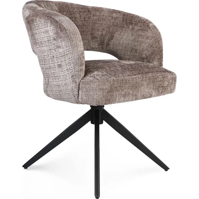 Strafurn Eetkamerstoel Demi - Klei - Poot Zwart - Met armleuning - set van 2 stoelen