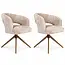 Strafurn Esszimmerstuhl Demi – Beige – Bronzenes Gestell – Mit Armlehnen – 2er-Set