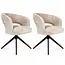 Strafurn Esszimmerstuhl Demi – Beige – Schwarze Beine – Mit Armlehnen – 2er-Set