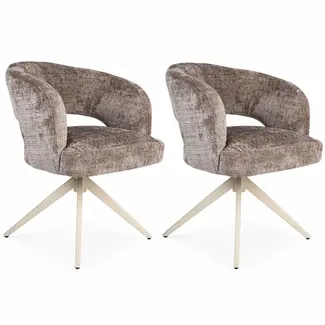 Strafurn Eetkamerstoel Demi - Klei - Poot Zand - Met armleuning - set van 2 stoelen