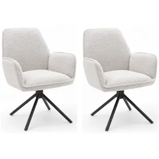Benoa Eetkamerstoel Noah Boucle Beige (set van 2 stoelen)