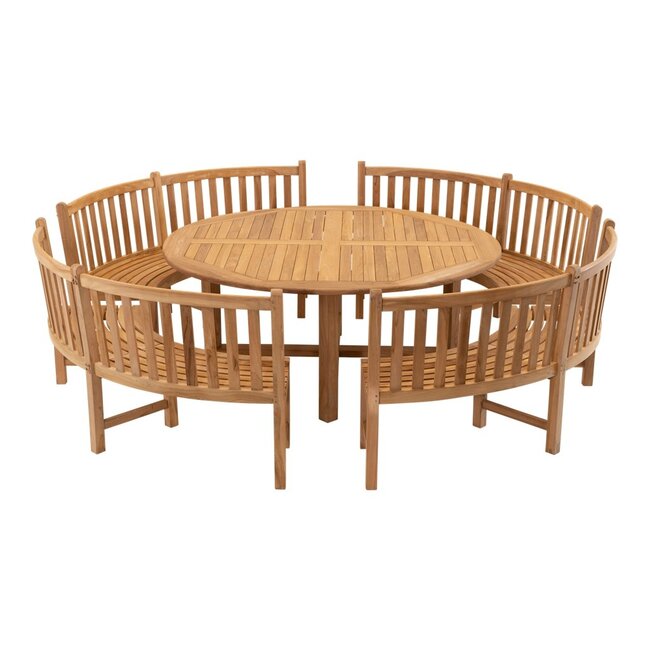 Lesli Living Table de jardin ronde en teck Ø180 cm