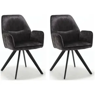 Starfurn Chaise de salle à manger Nova - Anthracite (lot de 2)