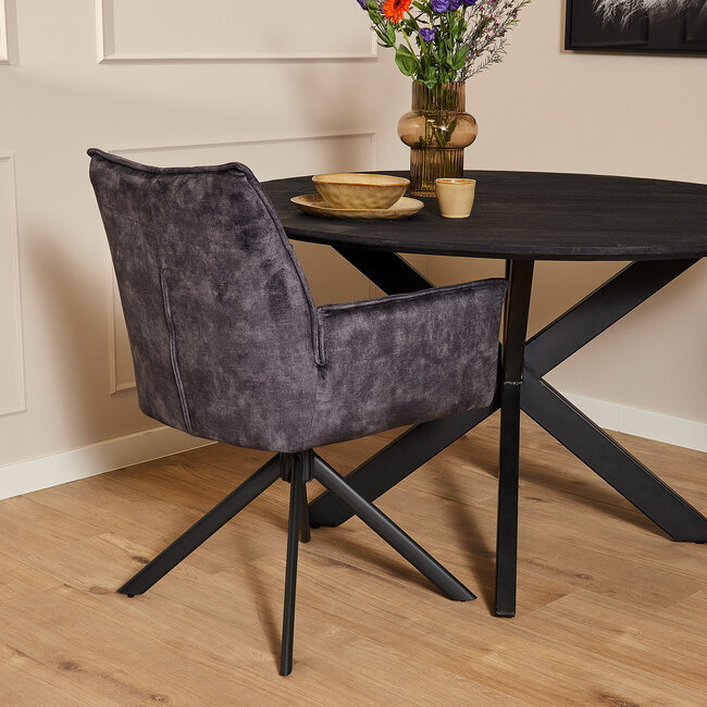 Starfurn Chaise de salle à manger Dani - Velours anthracite (lot de 2)