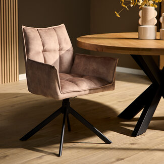 Starfurn Eetkamerstoel Dani - Fluweel Beige (set van 2)
