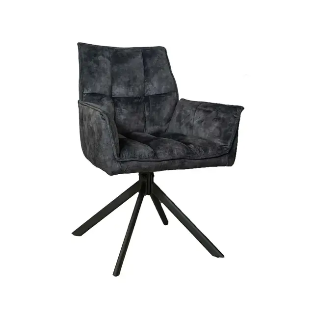 Starfurn Chaise de salle à manger Dani - Velours anthracite (lot de 2)