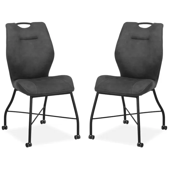 MX Sofa Krzesło do jadalni Nox - antracytowe (zestaw 2 szt.)