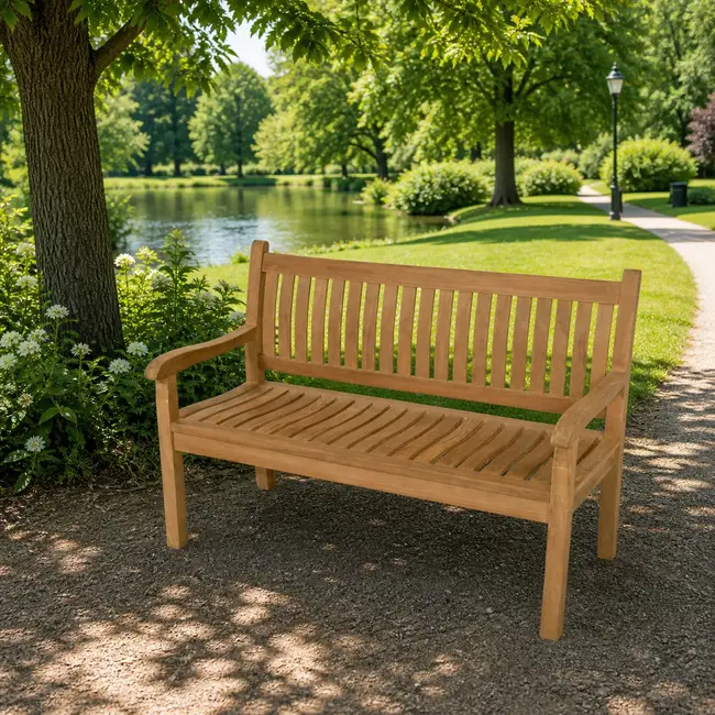 Lesli Living Banc en teck avec dossier incurvé 130 cm