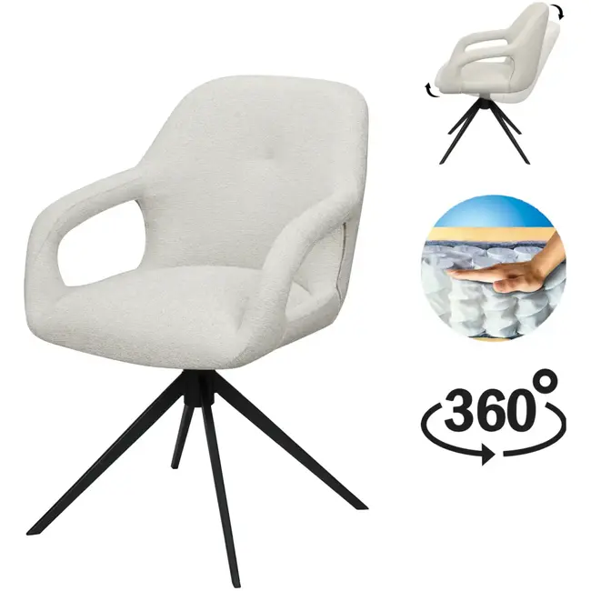 RV Design Sessel Move, Bezug Sahara Mushroom, verstellbare Rückenlehne, schwarzes Gestell
