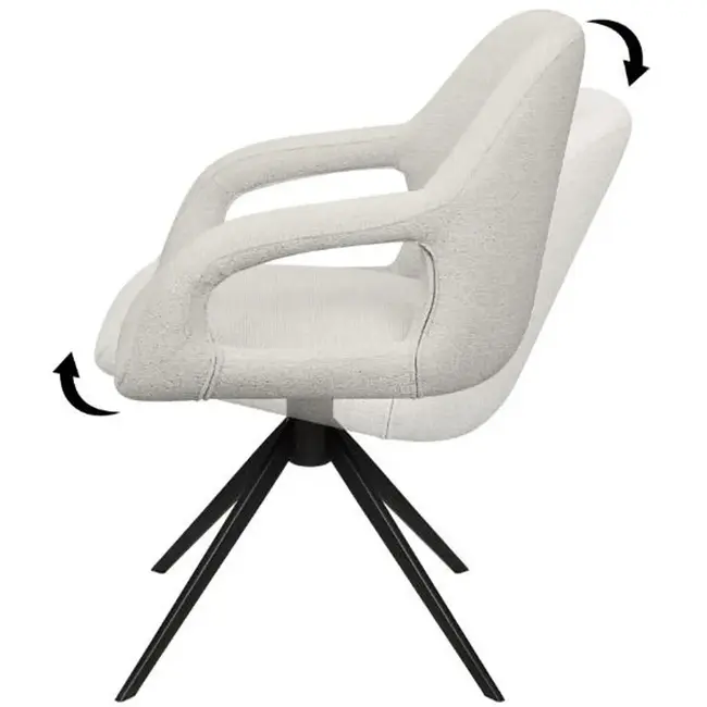 RV Design Sessel Move, Stoffbezug Sahara aus Leinen, verstellbare Rückenlehne, schwarzes Gestell