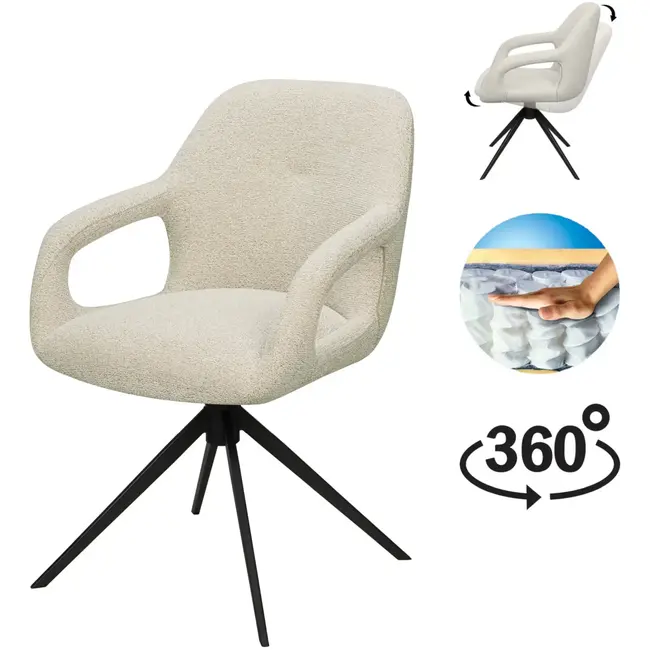 RV Design Move armstoel stof Sahara Glacier Ash - relaxfunctie - zwart frame